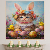 Kitten in Easter Outfit, Sweet Spring Art for Cat Lovers, Holiday Decor for Easter, Cute Pet Portrait for Home, Cat Wall Art on Canvas Wrap, Framed Print, or Rolled Artwork for Living Room or Bedroom